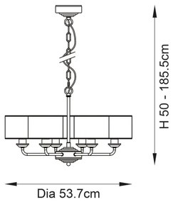 Endon 99151 - Lustru HIGHCLERE pe lanț, 6xE14/28W/230V, gri/crom mat
