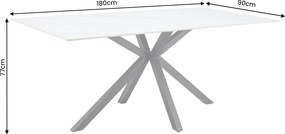 Masa dining cu blat ceramic GALAXIE Alb 180x90cm