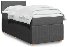 vidaXL Pat box spring cu saltea, gri închis, 100x200 cm, textil