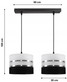 Lustră pe cablu CORAL 2xE27/60W/230V alb-negru