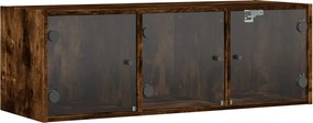 vidaXL Dulap de perete cu uși din sticlă, stejar fumuriu,102x37x35 cm