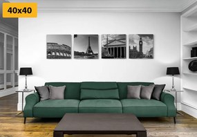 Set tablouri pentru iubitorii de călătorie în design alb-negru