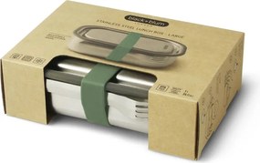 Cutie pentru pranz Black+Blum BAM-SS-L010, 1 L, Dreptunghiulara, Potrivita pentru cuptor, Fara BPA, Otel inoxidabil, Inox/Verde