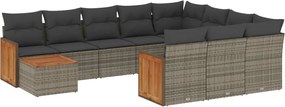 vidaXL Set canapele de grădină cu perne, 11 piese, gri, poliratan