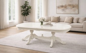 Masă lemn masiv alb de dining Briston Extensibilă