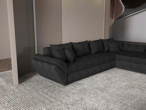 Colțar extensibil dumonde cu ladă de depozitare si sezut confortabil din spuma high-density, Loana XL Enjoy Negru II 335x185 cm