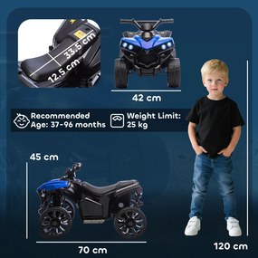 AIYAPLAY ATV pentru Copii 6V, Mașinuță Electrică cu 4 Roți cu Muzică și Faruri LED, pentru Vârstele 3-8 Ani Băieți și Fete, Albastru | Aosom Romania