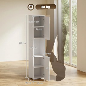 HOMCOM Dulap Multimedia Slim cu 5 Rafturi Reglabile, Alb | Aosom Romania