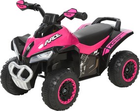 ATV Jucarie pentru copii Ride On cu lumini si sunete HOMCOM, miscare prin impingere varsta recomandata 18-36 luni, roz, 67,5x38x 44cm | Aosom Romania