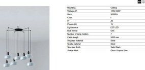 Lustra cu 7 pendule metal TATAWIN S blue