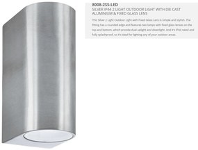 Aplica perete exterior IP44 Up and Down 8008-2SS-LED SRT