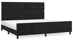 Cadru de pat cu tablie, negru, 200x200 cm, catifea Negru, 200 x 200 cm, Design cu nasturi