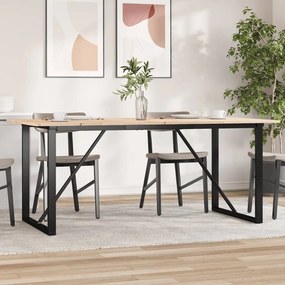 vidaXL Masă de bucătărie, cadru O, 180x90x75cm lemn masiv pin și Oţel