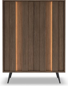 Comodă înaltă Flaro 93 cm cu iluminare - stejar dunin