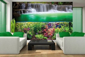 Fototapet - Plante, pești și cascada (152,5x104 cm), în 8 de alte dimensiuni noi