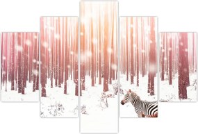 Tablou - Zebra în pădurea înzăpezită (150x105 cm)