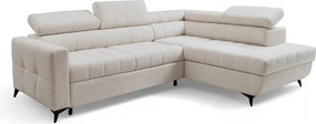 Colțar cu funcție de dormit Nardo L, extensibil, dreapta - chenille bej deschis Vibe 06