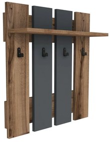 Cuier de perete gri antracit/în culoare naturală cu raft cu aspect de lemn de nuc Mita – Puqa Design