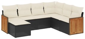 3260285 vidaXL Set canapele de grădină cu perne, 7 piese, negru, poliratan