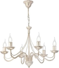 Candelabru suspendat pe lanț ANTON 6xE14/60W/230V, finisaj alb patinat