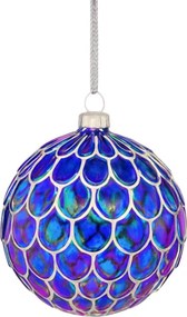 Glob de Craciun din sticla ENCHANTED 10 cm, albastru