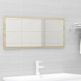 Set mobilier baie, 2 piese, alb si stejar Sonoma, PAL alb si stejar sonoma, Dulap pentru chiuveta + oglinda, 1