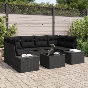 vidaXL Set de canapele pentru grădină 7 pcs Negru Rattan poli