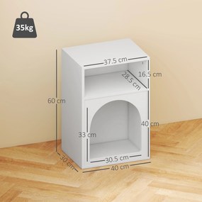 HOMCOM Set de 2 mese de noapte, masă de noapte cu compartimente deschise, design arcuit, 40 x 30 x 60 cm, alb | Aosom Romania