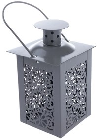 Felinar din metal Saima pentru lumânări, gri , 7,5x 12 x 7,5 cm
