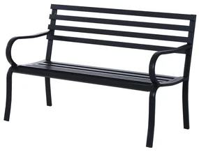 Outsunny Banca de gradina scaun de gradina din metal 2 locuri impermeabila neagra 127 x 62 x 82cm