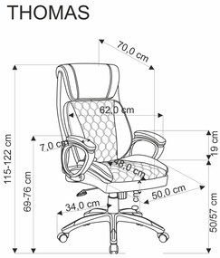 Scaun de birou Thomas piele ecologica negru H122 cm