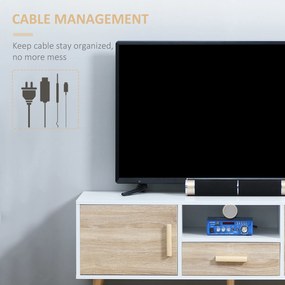 Suport TV modern HOMCOM pentru televizoare de pana la 46", Unitate TV cu dulapuri si sertar | Aosom RO