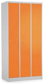 Dulap metalic - 3 compartimente, 90 x 50 x 180 cm, incuietoare cu cilindru, portocaliu - ral 2004