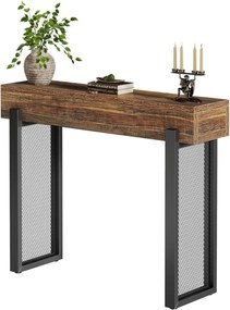 MACI33 - Masa Consola, 105 cm, masuta hol, cu spatiu de depozitare, living, dormitor - Negru - Maro