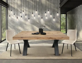 MASA  BIG FAMILY - BLAT STEJAR RUSTIC, PICIOR GRI ANTRACIT - 180 cm/90 cm
