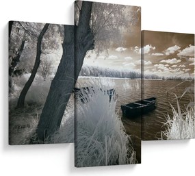 Tablou cu barca pe lac (90x60 cm)