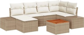 vidaXL Set de canapele pentru grădină 7 pcs Bej și alb