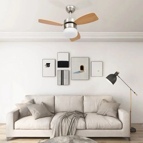 Ventilator tavan cu iluminare telecomanda, maro deschis, 76 cm