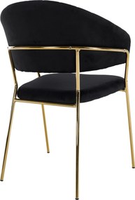 Scaun de sufragerie de design, material Velvet negru/gold crom auriu, DASMIN TIP 1