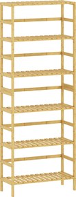 HOMCOM Raft de bambus cu 6 niveluri, cu rafturi reglabile, 60x26x161 cm | Aosom Romania