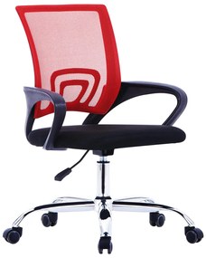 Scaun de birou cu spatar din plasa, rosu, material textil 1, Rosu