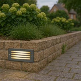 Set de 4 spoturi încastrate moderne gri închis IP44 - Hurricane