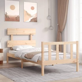 3193231 vidaXL Cadru de pat cu tăblie single mic, lemn masiv