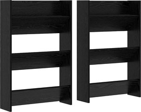vidaXL Dulap pentru pantofi cu raft 2 pcs Stejar Negru 60 x 18 x 90 cm