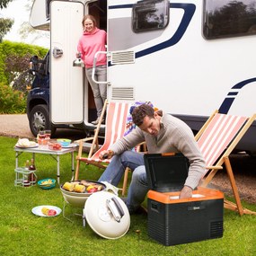 Outsunny Răcitor electric portabil 40L, frigider congelator cu mânere, 58,7L x 36,5l x 43,8Î cm portocaliu și negru | Aosom Romania