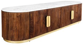 Comoda TV design retro, Lemn, Marmura alba, GATSBY 170cm