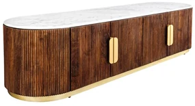 Comoda TV design retro, Lemn, Marmura alba, GATSBY 170cm