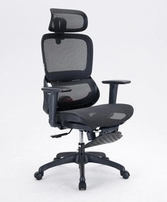 Scaun ergonomic SIHOO B100, Suport lombar dinamic cu ajustare automata, Cotiere 4D, Tetiera 3D, Mecanism multifunctional inclinare/blocare in 3 pozitii, Suport picioare, Mesh, Negru