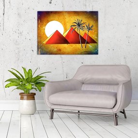 Tablou pe sticlă cu piramidele egiptene pictate (70x50 cm)