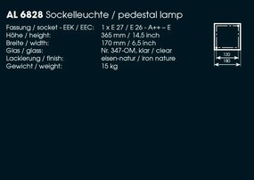 Stalp mic iluminat exterior din fier forjat, inaltime 36,5cm, AL 6828